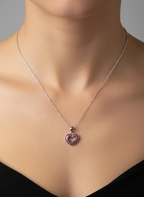Red_Crystal_Open_Heart_Charm_Pendant_In_Silver_925_Sterling_Silver_925_Sterling_Silver